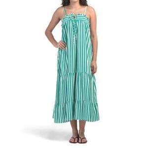 Haute Hippie Green and White Striped Maxi Dress